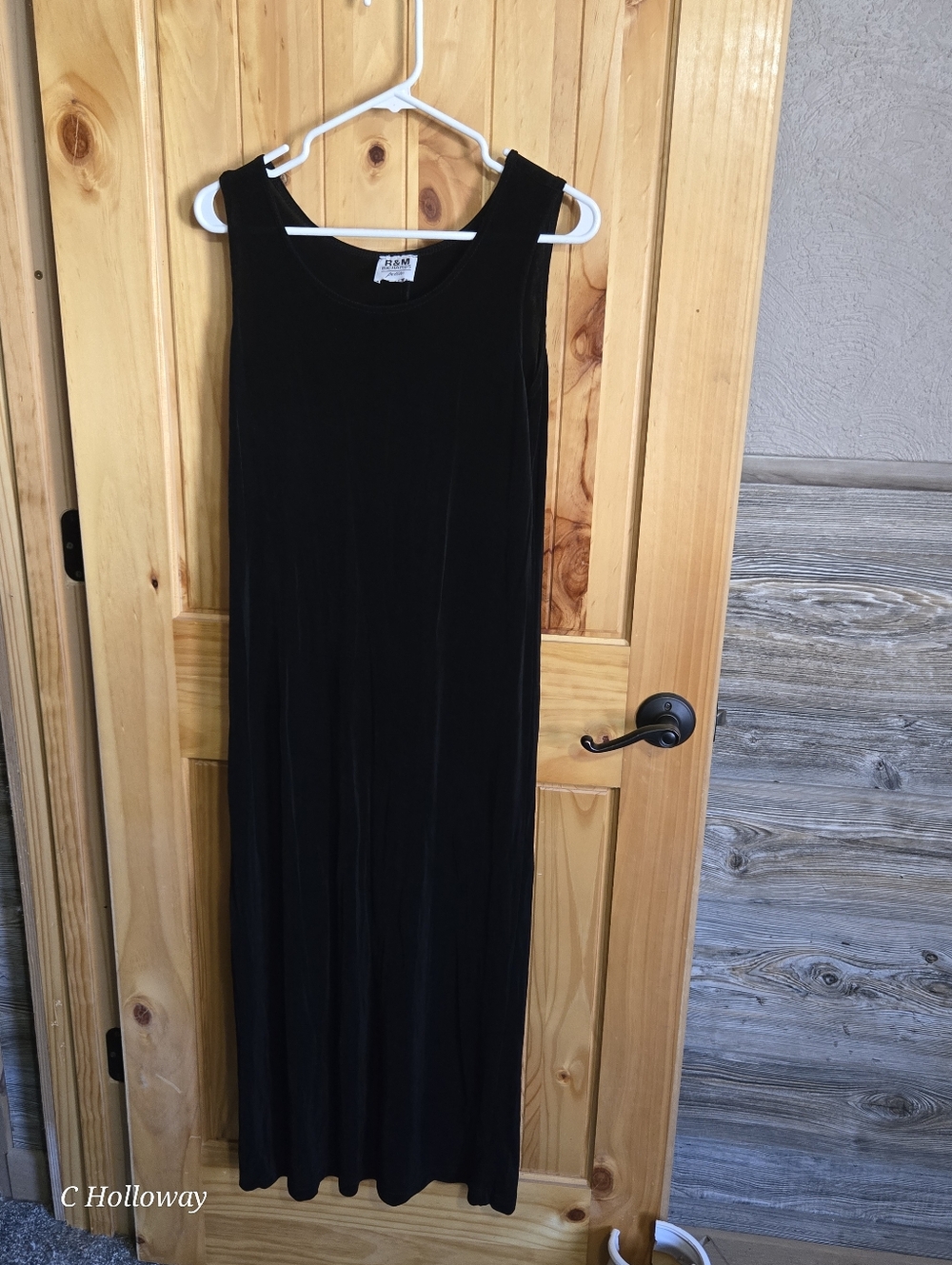 R&M Richards Vintage 1990s Made in the USA Black Velvet Maxi Dress Size 6 Petite